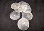 Capiz Shells - (10 shells 2 inch Round Cut). Multiple semi translucent shells in small pile. Copyright 2024 SeaShellSupply.com.