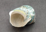 Polished Jade Turbo Shell w/Pearlized Stripe (3.5-4 inches) - Turbo Burgessi. Cream and turquoise colored swirled shells with one facing up to show the spiral and coloring and the other showing the opening. Copyright 2022 SeaShellSupply.com.