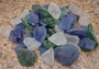 Beach Glass - Large Tumbled Rough Blue, Green & White Assorted - (approx. 1 Kilogram/2.2 lbs. .5-1.75 inches). Multiple different colored pebbles in a pile. Copyright 2022 SeaShellSupply.com.