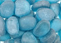 Beach Glass - Rounded Aqua Blue Pebbles - (approx. 1 Kilogram/2.2 lbs. 1-1.5 inches). Multiple smooth blue glass pebbles in a pile. Copyright 2025 SeaShellSupply.com.
