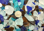 Beach Glass Blue Brown White Tumbled Rough Pacific Mix Assorted (approx. 1 kilogram 0.5-1+ inches) Man Made Pacific Sea Glass Mix fragments!