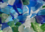 Beach Glass - Medium Tumbled Rough Blue, Green & White Atlantic Assorted - (approx. 1 Kilogram/2.2 lbs. .5-1.25 inches). Multiple different shapes and sizes pieces all in a pile. Copyright 2022 SeaShellSupply.com.