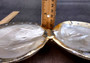 Silver-Plated Duo Footed Pearl Oyster - Pinctada Maxima - (1 Shell Duo Approx. 8-10 inches) Two footed shells decorated with silver plate. Retro Art Deco style. Copyright 2024 SeaShellSupply.com