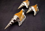 Silver-Plated Lister\'s Conch - Strombis Listeri - (1 Shell approx. 3-5 inches) One orange and white pointed, spiral, silver plated shell. Copyright 2022 SeaShellSupply.com.