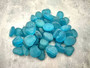 Beach Sea Glass Rounded Turquoise Blue Frosted Tumbled Pebbles (approx. 1 Kilogram or 2.2 lbs. 1-1.5 inch). Pile of blue turquoise Beach Glass pebbles. Copyright 2025 SeaShellSupply.com.