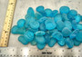 Beach Sea Glass Rounded Turquoise Blue Frosted Tumbled Pebbles (approx. 1 Kilogram or 2.2 lbs. 1-1.5 inch). Pile of blue turquoise Beach Glass pebbles. Copyright 2025 SeaShellSupply.com.