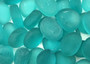 Beach Sea Glass Rounded Turquoise Blue Frosted Tumbled Pebbles (approx. 1 Kilogram or 2.2 lbs. 1-1.5 inch). Pile of blue turquoise Beach Glass pebbles. Copyright 2025 SeaShellSupply.com.