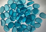 Beach Sea Glass Rounded Turquoise Blue Frosted Tumbled Pebbles (approx. 1 Kilogram or 2.2 lbs. 1-1.5 inch). Pile of blue turquoise Beach Glass pebbles. Copyright 2022 SeaShellSupply.com.