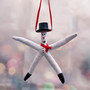 Snowman Starfish Xmas Ornament Linckia Starfish (1 seastar approx. 4-5+ inches) White Painted Starfish Snowman For Beachy Coastal Christmas!