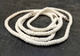 White Puka-Style Shell Necklace - (1 necklace 18 inches x 4-5mm) on blue background.  Copyright 2022 SeaShellSupply.com.