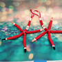 Red Linckia Starfish Santa Claus Ornament (1 sea star approx. 10-11+ inches) Painted Santa Claus Starfish For Coastal Beach Christmas