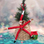 Red Linckia Starfish Santa Claus Ornament (1 sea star approx. 10-11+ inches) Painted Santa Claus Starfish For Coastal Beach Christmas