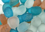 Beach Glass Blue Peach White Assorted Frosted Tumbled Rounded Pebbles (approx. 1 kilogram 1+ inches) Sea Glass Pebbles for vases & crafts!
