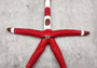 Red Linckia Starfish Black Santa Ornament (1 seastar approx. 4-6 inches)  on green background. Copyright 2022 SeaShellSupply.com.