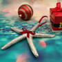 Silver Dipped Starfish Xmas Ornament (1 seastar approx. 5+ inches) Real Starfish Silver Christmas Ornament for seashell holiday gifting joy! Copyright 2025 SeaShellSupply.com.