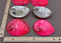 Polished Hot Neon Pink Midas Abalone - Haliotis Midae - (1 shell approx. 5-6 inches). One pink spiral glazed shell with wide opening and small spiral off to one side. Copyright 2022 SeaShellSupply.com.