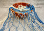 Decorative Fish Net Blue White Combo (2 nets approx. 6x13 feet). One blue fish net and one white fish net. Copyright 2024 Seashellsupply.com