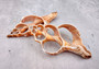 Photo of a pair of orange and cream large center cut fox shells. Copyright 2024 SeashellSupply.com