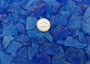 Beach Sea Glass Rough Deep Blue Medium Tumbled (approx. 10 pounds 0.5-1+ inches) Man-made tumbled rough sea glass fragments! Bright blue different-shaped sea glass. Copyright 2025 SeaShellSupply.com