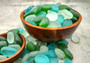 Beach Sea Glass Rounded White Blue Green Assorted Tumbled Pebbles (approx. 10 pounds 1+ inch) Copyright 2024 SeaglassSupply.com