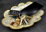Gold Edged Oval Capiz Shell Dish (One shell dish approx. 9.5 inches) Copyright 2024 SeashellSupply.com