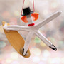Surfing Snowman White Linckia Starfish Ornament (1 seastar approx. 4+ inches) Real Festive Starfish Xmas Hanging Ornament! Copyright 2025 SeaShellSupply.com