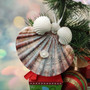 Flat Scallop Shell Angel With Arca Shell Wings (1 ornament approx. 3+ inches) Real Scallop Shell Xmas Hanging Ornament! Copyright 2025 SeaShellSupply.com