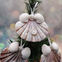 Flat Scallop Shell Angel With Arca Shell Wings (1 ornament approx. 3+ inches) Real Scallop Shell Xmas Hanging Ornament! Copyright 2025 SeaShellSupply.com
