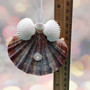 Flat Scallop Shell Angel With Arca Shell Wings (1 ornament approx. 3+ inches) Real Scallop Shell Xmas Hanging Ornament! Copyright 2025 SeaShellSupply.com