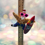 Surfing Santa Starfish Ornament (1 seastar approx. 5+ inches) Real Festive Starfish Xmas Hanging Ornament! Copyright 2025 SeaShellSupply.com