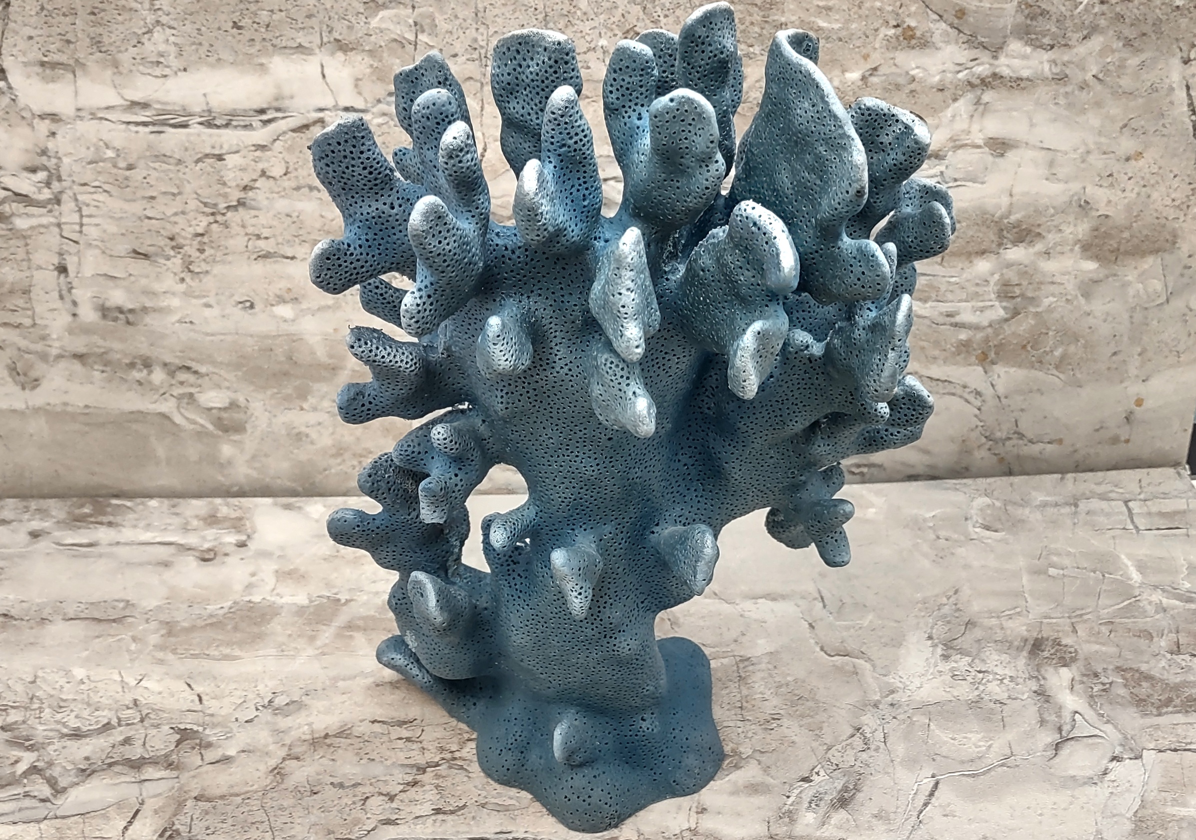 Coastal Blue 10 1/2 High Tabletop Faux Coral Sculpture - #189A1