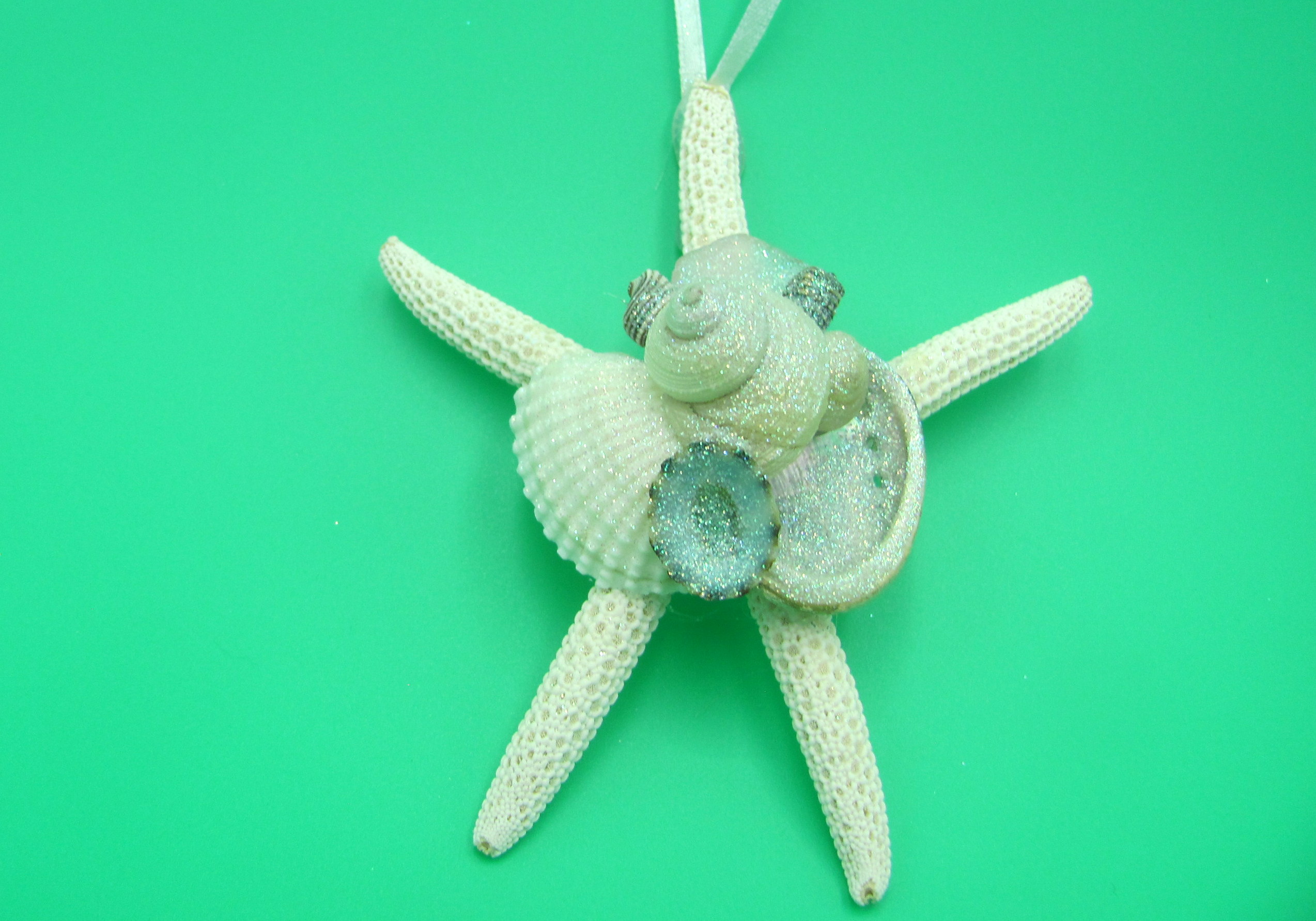 White Starfish Christmas Tree Coastal Ornament (1 Sea Star approx. 4-5  inches)