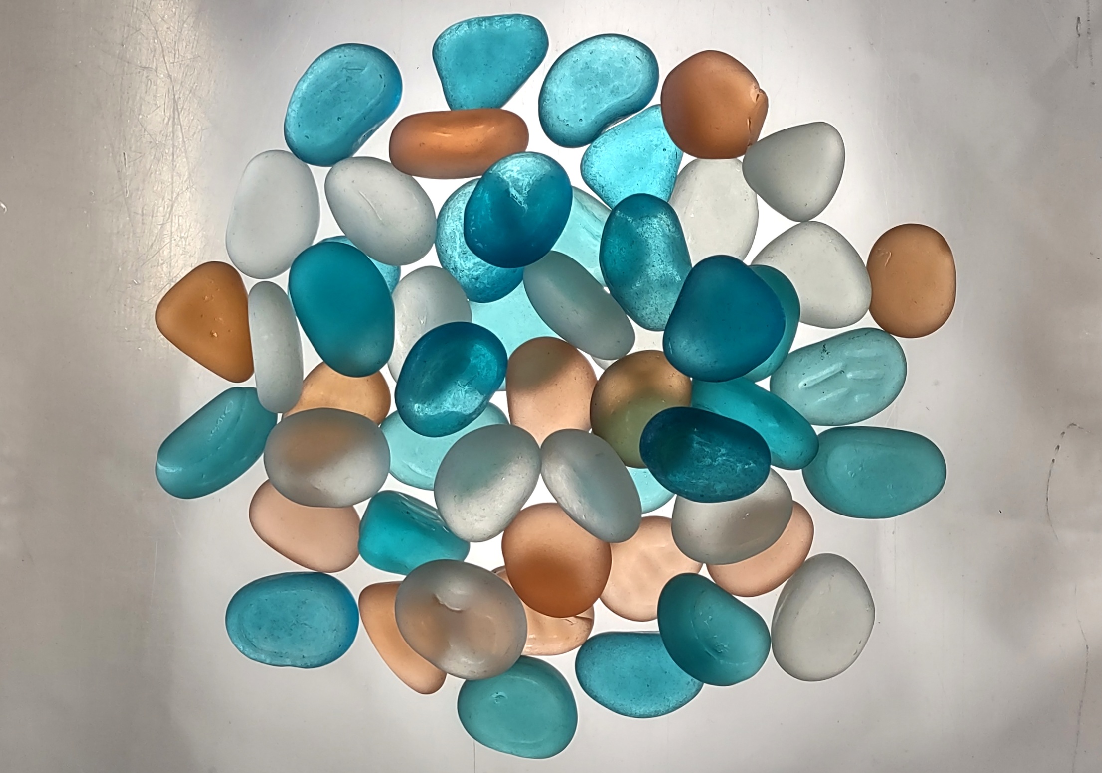Beach Sea Glass Rounded Blue Green White Assorted Pebbles (approx