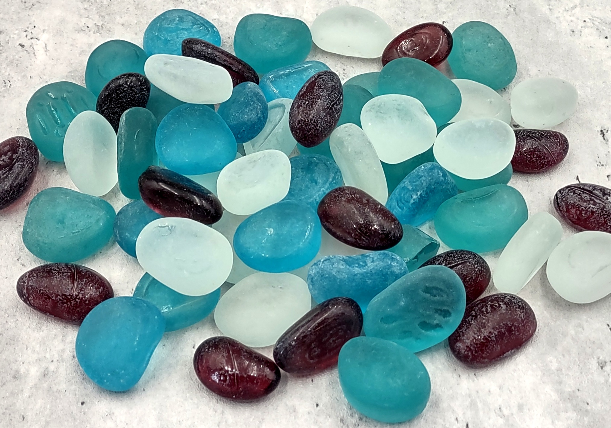 Beach Sea Glass Rounded Blue Green White Assorted Pebbles (approx