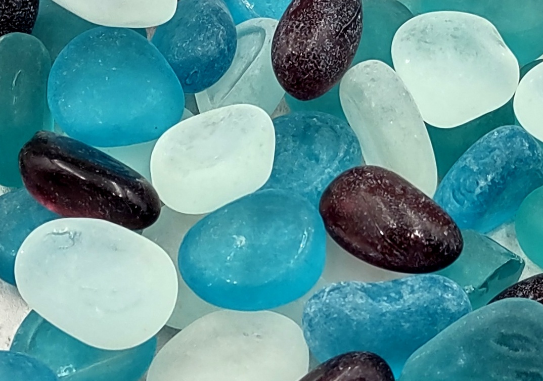 Beach Sea Glass Rounded Blue Green White Assorted Pebbles (approx