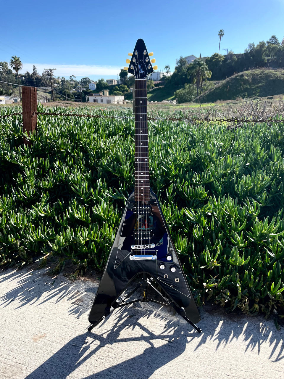 Gibson Flying V '67 Reissue BLACK ON BLACK SOLD - Boutique Pedal NYC