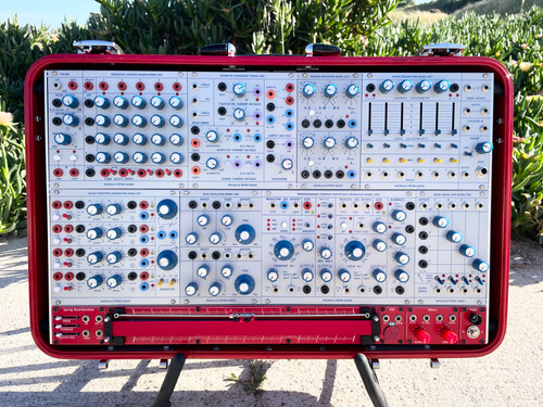 Buchla Tiptop 200t series with BPNYC ZERO Halliburton Eurorack Modular Travel Case 7U "REDRUM"
