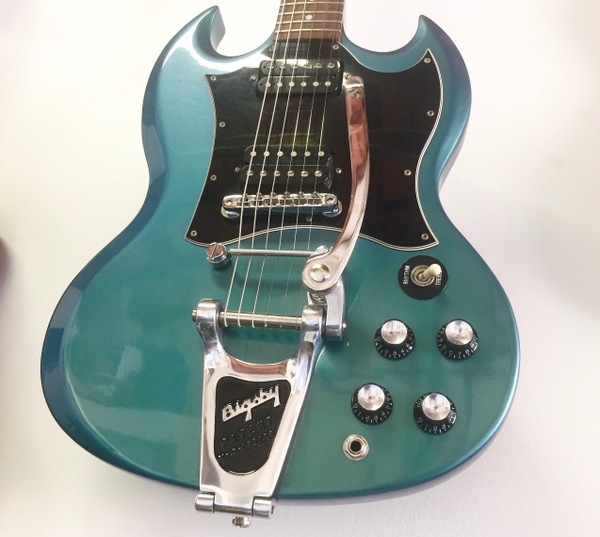 Gibson SG Blue Teal “Flip Flop” w/Bigsby B3 & Towner Down Tension Bar SOLD