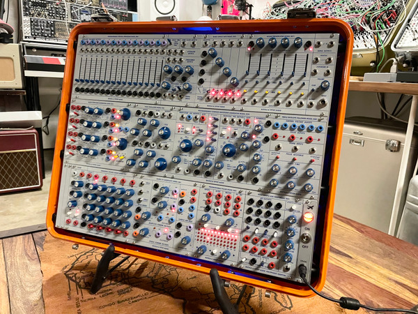 Buchla Tiptop 200t series with BPNYC ZERO Halliburton Eurorack Modular Travel Case 9U #3 ORANGE
