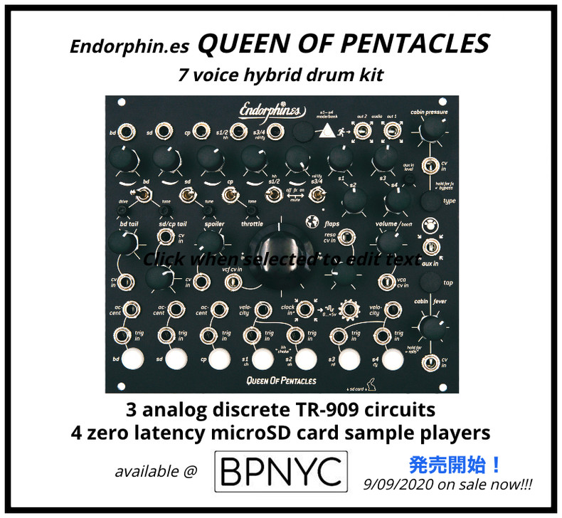 HAPPY 909 day!!! introducing “Endorphin.es QUEEN OF PENTACLES” -7 voice hybrid drum kit-