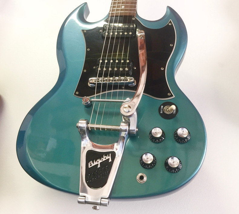 Gibson SG Blue Teal “Flip Flop” w/Bigsby B3 & Towner Down Tension Bar