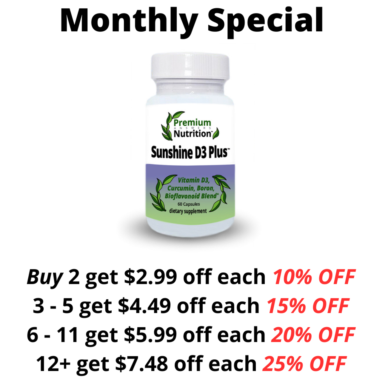 Sunshine D3 Plus 60 Capsules Premium Nutrition