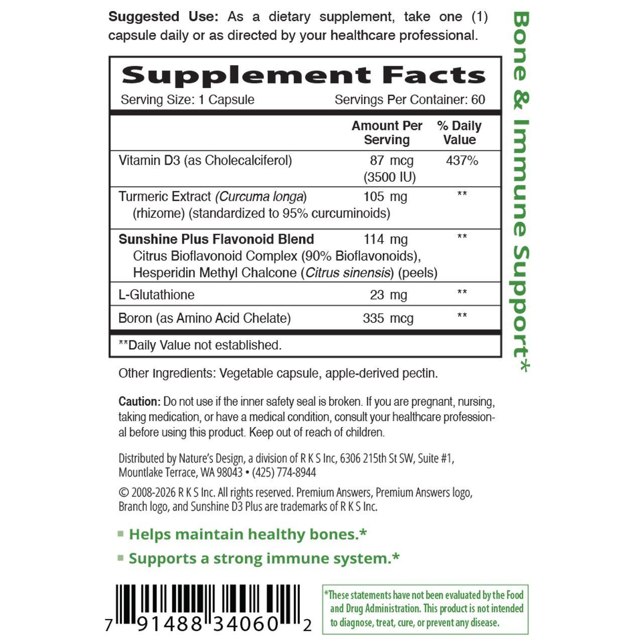 Sunshine D3 Plus 60 Capsules Premium Answers