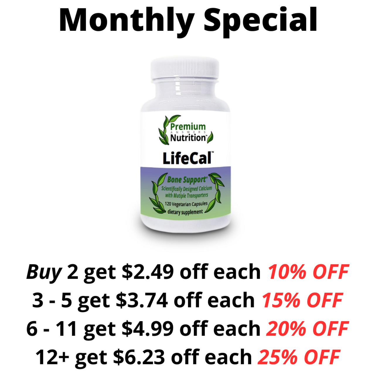 LifeCal Calcium 120 Vegetarian Capsules Premium Nutrition