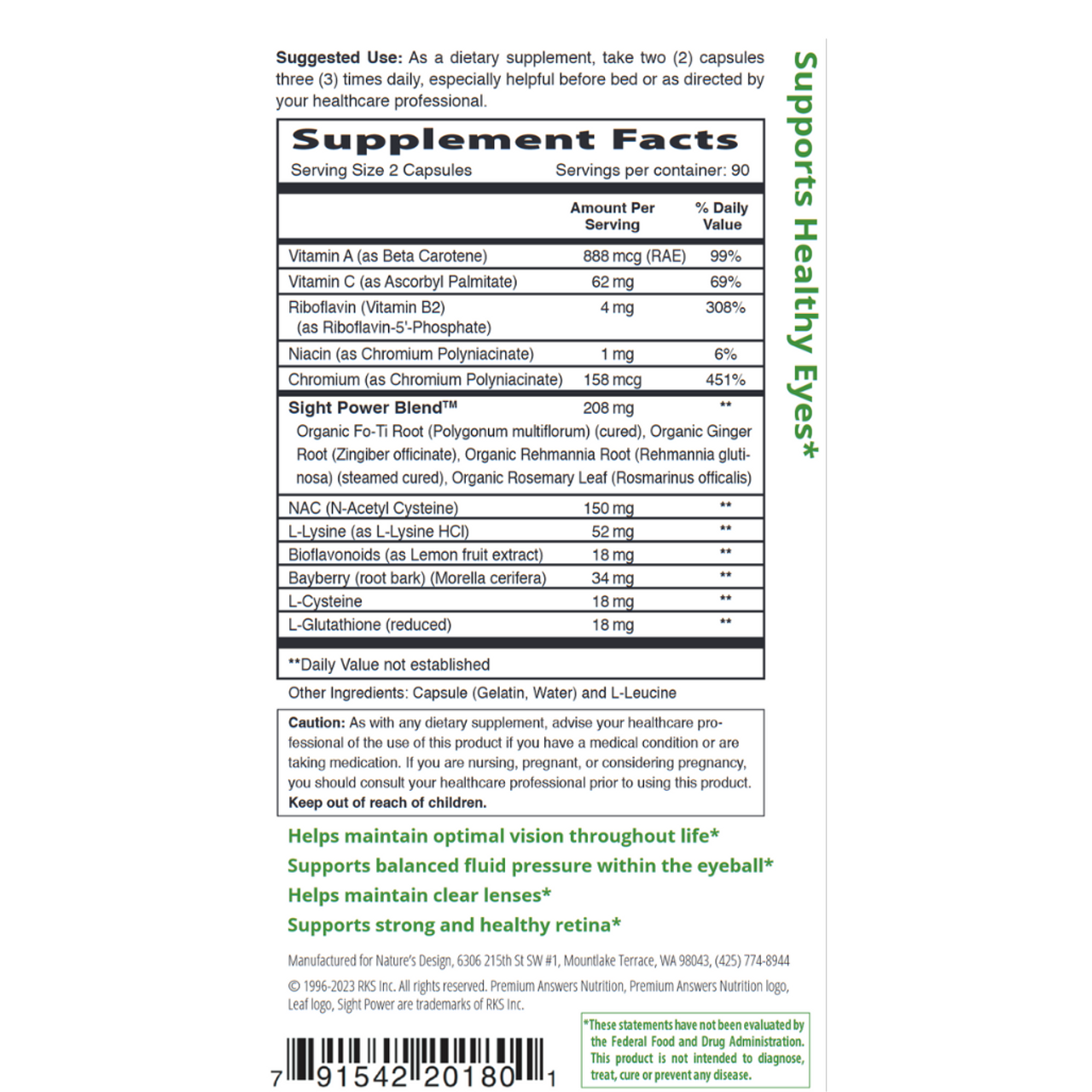 Sight Power 180 Capsules Premium Nutrition