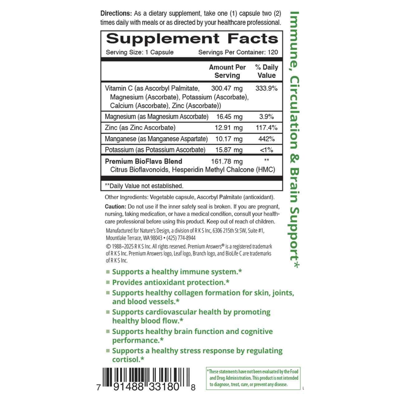 BioLife C + Bioflavonoids 120 Vegetarian Capsules Premium Answers