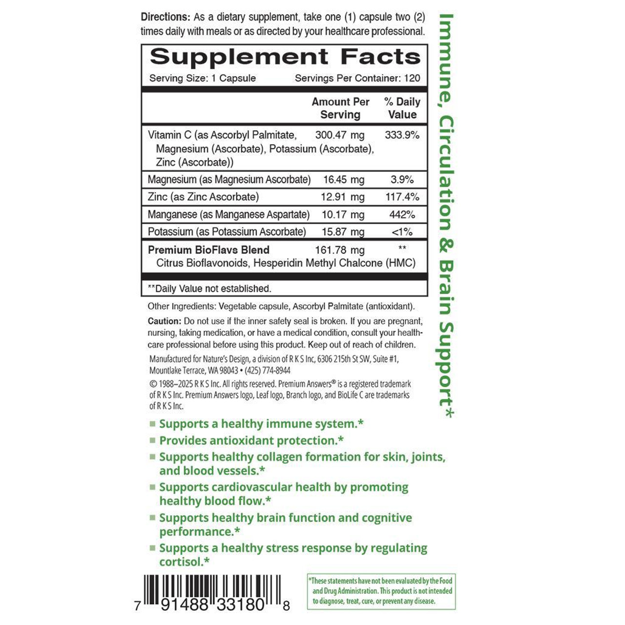 BioLife C + Bioflavonoids 120 Vegetarian Capsules Premium Answers