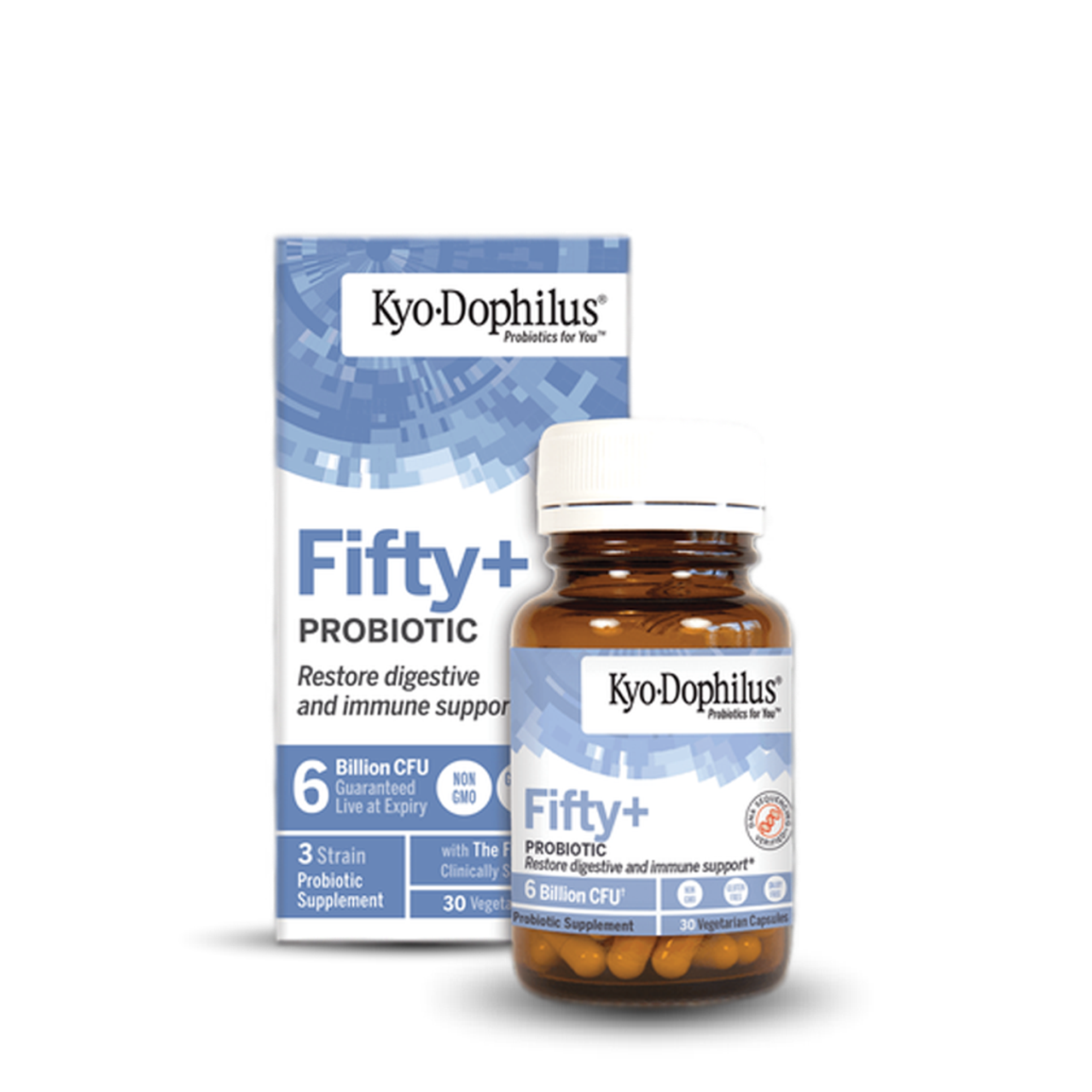 Kyo-Dophilus® Fifty+ Probiotic 6 Billion CFU 30 Vegetarian Capsules Kyolic