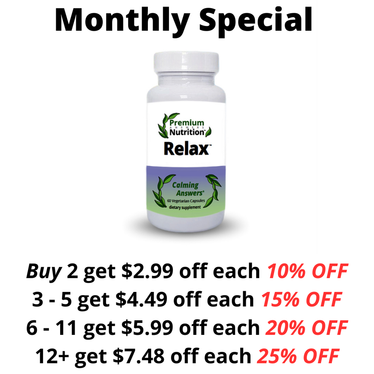 Relax Nighttime Brain Support 60 Vegetarian Capsules Premium Nutrition