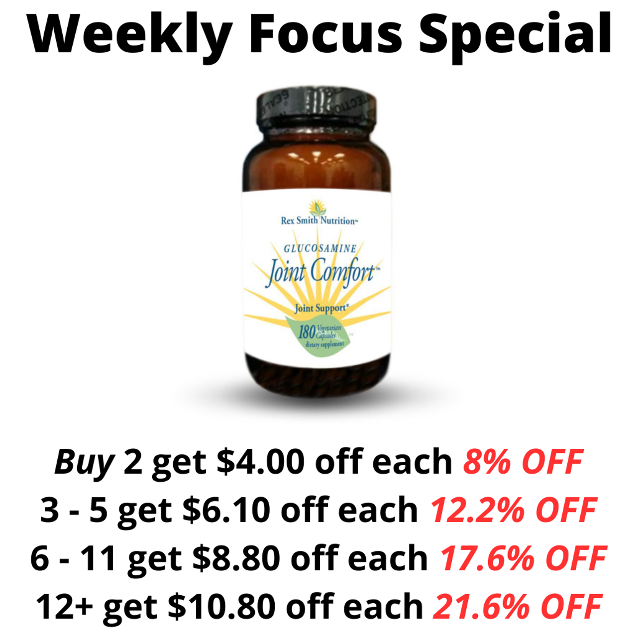 Glucosamine Joint Comfort 180 Vegetarian Capsules Rex Smith Nutrition